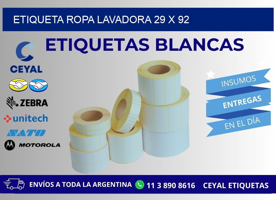 ETIQUETA ROPA LAVADORA 29 x 92