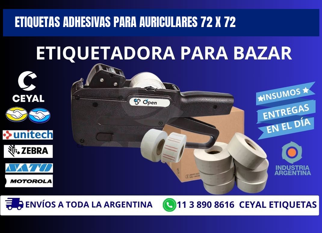 ETIQUETAS ADHESIVAS PARA AURICULARES 72 x 72