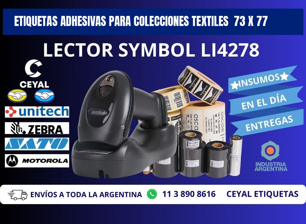 ETIQUETAS ADHESIVAS PARA COLECCIONES TEXTILES  73 x 77