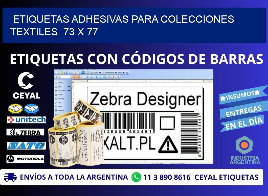 ETIQUETAS ADHESIVAS PARA COLECCIONES TEXTILES  73 x 77