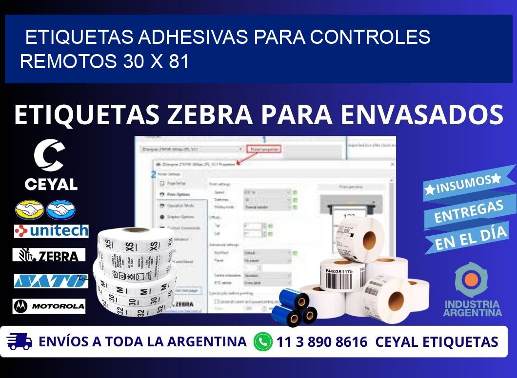 ETIQUETAS ADHESIVAS PARA CONTROLES REMOTOS 30 x 81