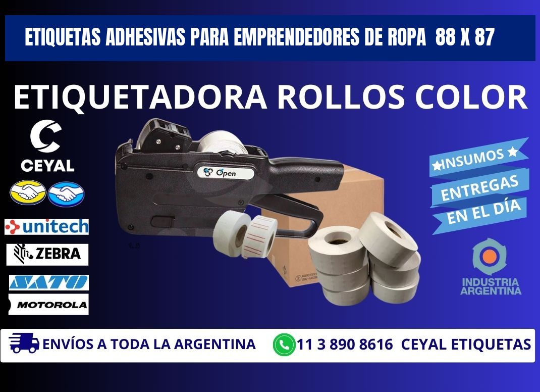 ETIQUETAS ADHESIVAS PARA EMPRENDEDORES DE ROPA  88 x 87