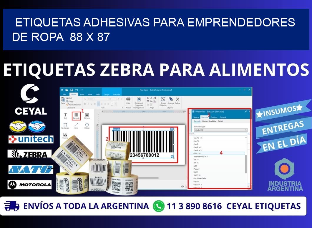 ETIQUETAS ADHESIVAS PARA EMPRENDEDORES DE ROPA  88 x 87