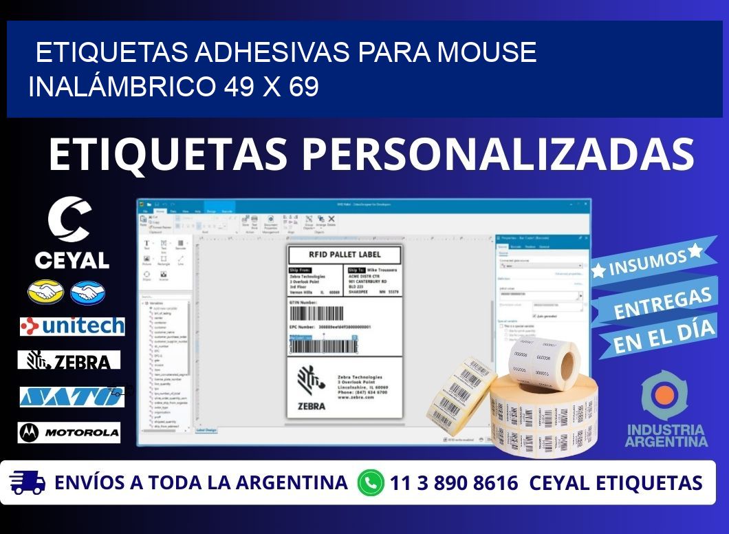 ETIQUETAS ADHESIVAS PARA MOUSE INALÁMBRICO 49 x 69