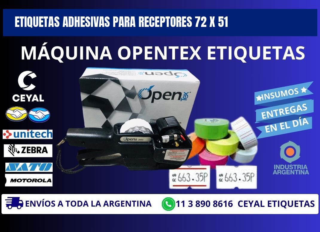 ETIQUETAS ADHESIVAS PARA RECEPTORES 72 x 51