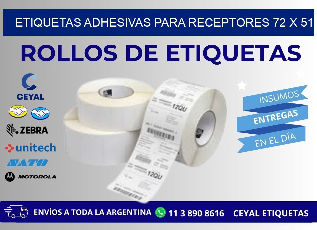 ETIQUETAS ADHESIVAS PARA RECEPTORES 72 x 51