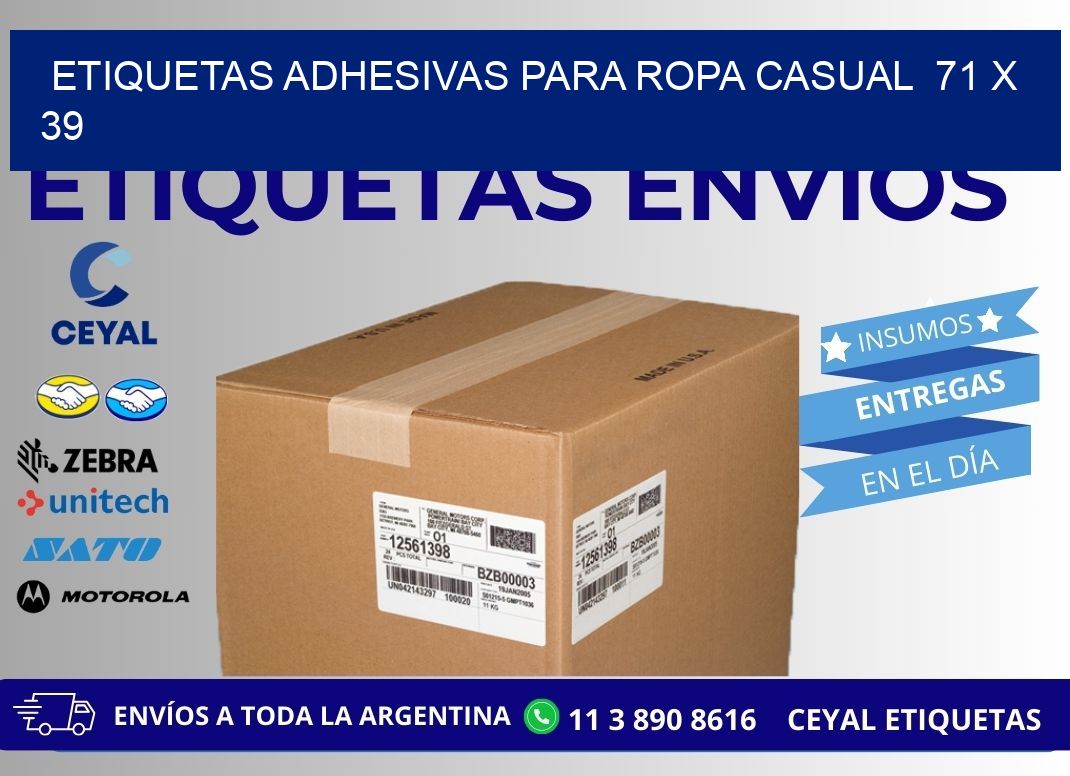 ETIQUETAS ADHESIVAS PARA ROPA CASUAL  71 x 39