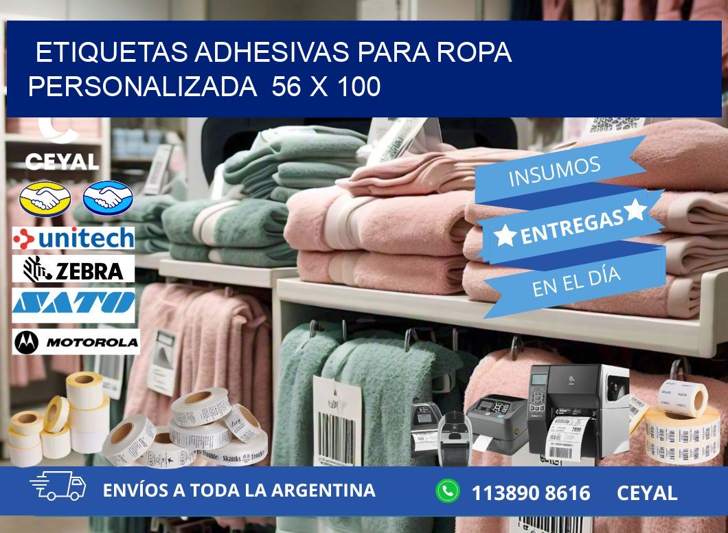 ETIQUETAS ADHESIVAS PARA ROPA PERSONALIZADA  56 x 100