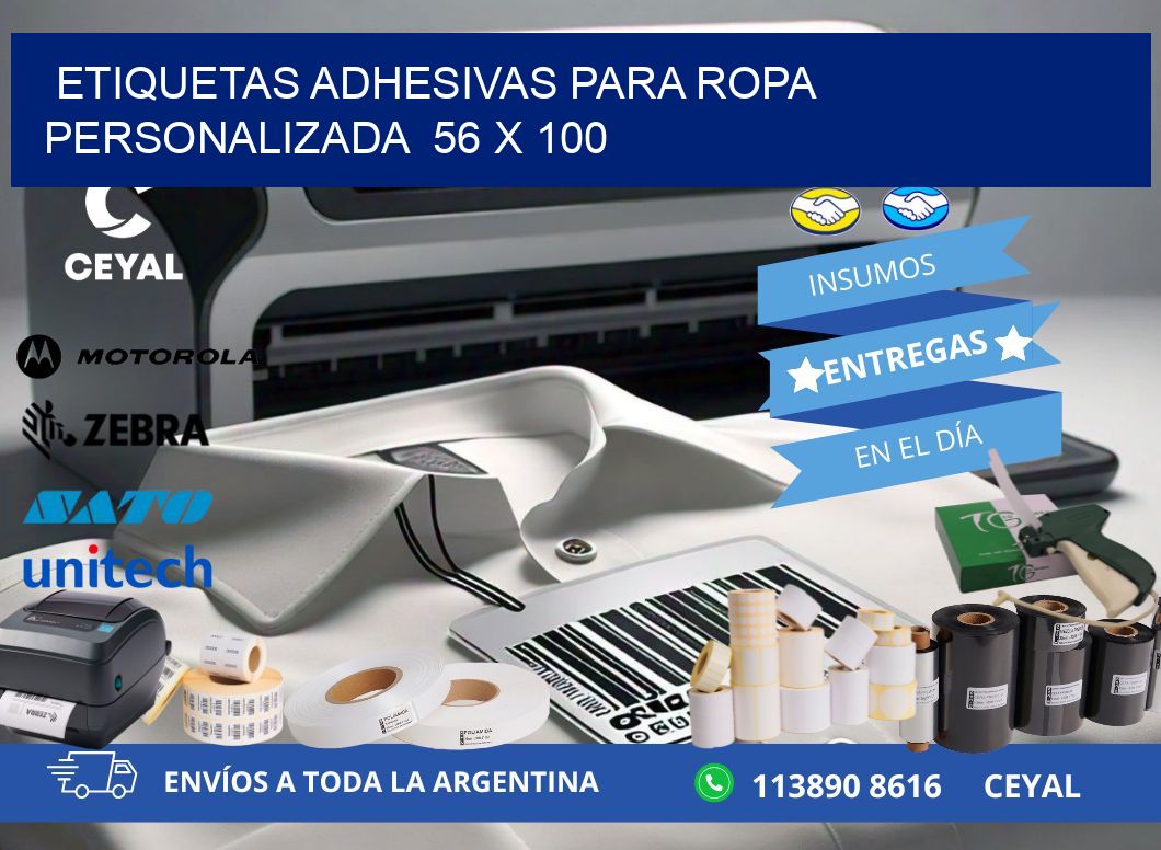 ETIQUETAS ADHESIVAS PARA ROPA PERSONALIZADA  56 x 100