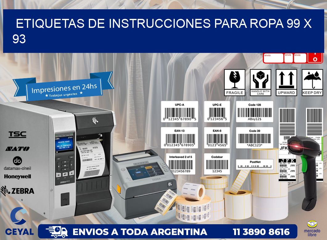 ETIQUETAS DE INSTRUCCIONES PARA ROPA 99 x 93