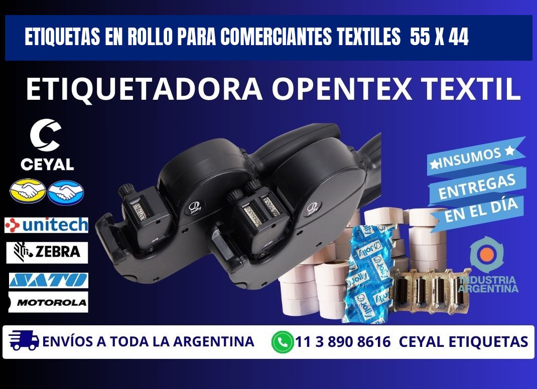 ETIQUETAS EN ROLLO PARA COMERCIANTES TEXTILES  55 x 44