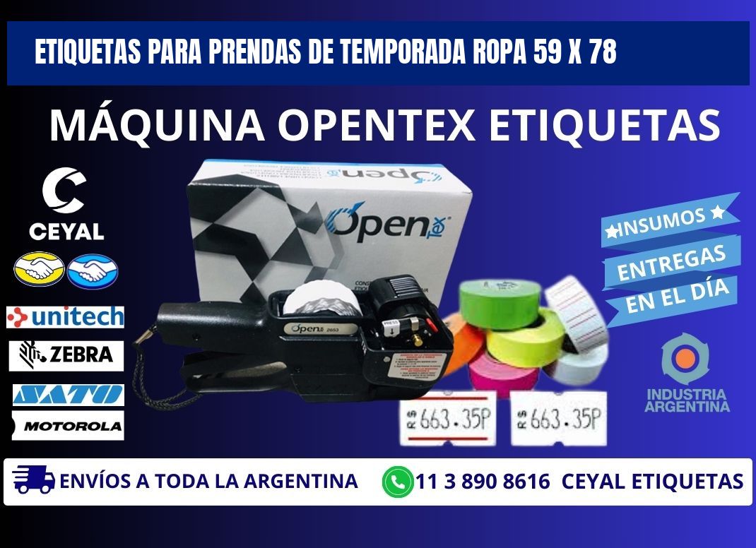 ETIQUETAS PARA PRENDAS DE TEMPORADA ROPA 59 x 78