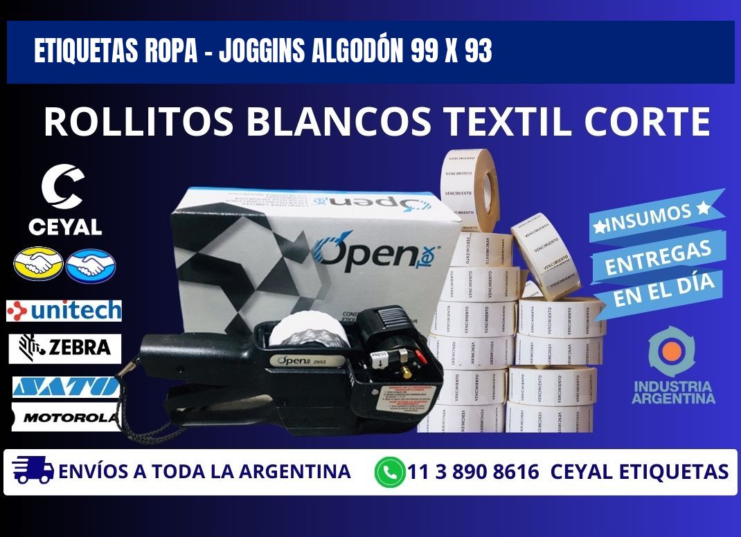 ETIQUETAS ROPA - JOGGINS ALGODÓN 99 x 93