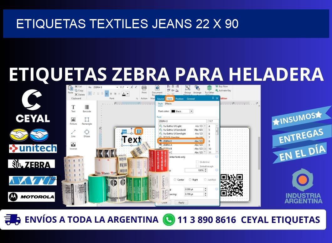 ETIQUETAS TEXTILES JEANS 22 x 90