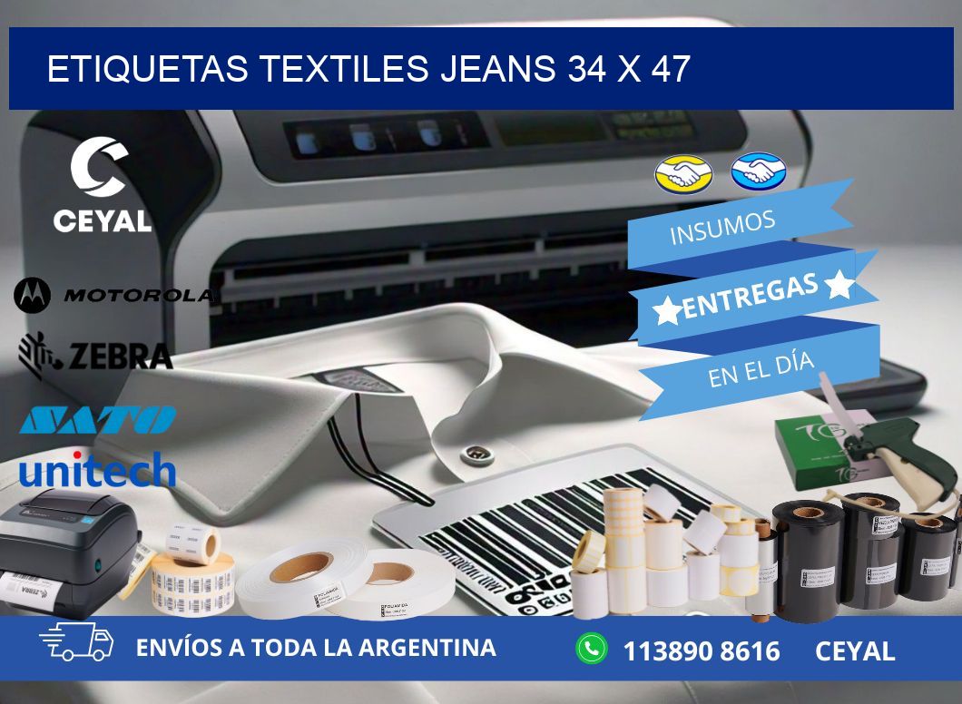 ETIQUETAS TEXTILES JEANS 34 x 47