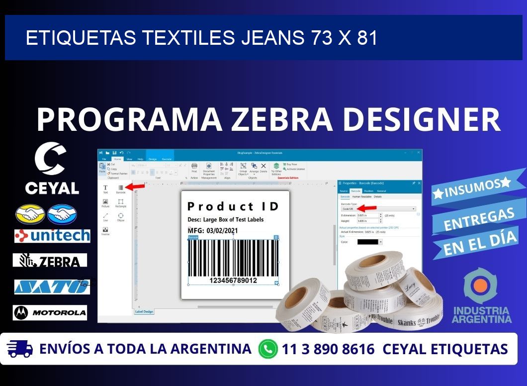 ETIQUETAS TEXTILES JEANS 73 x 81