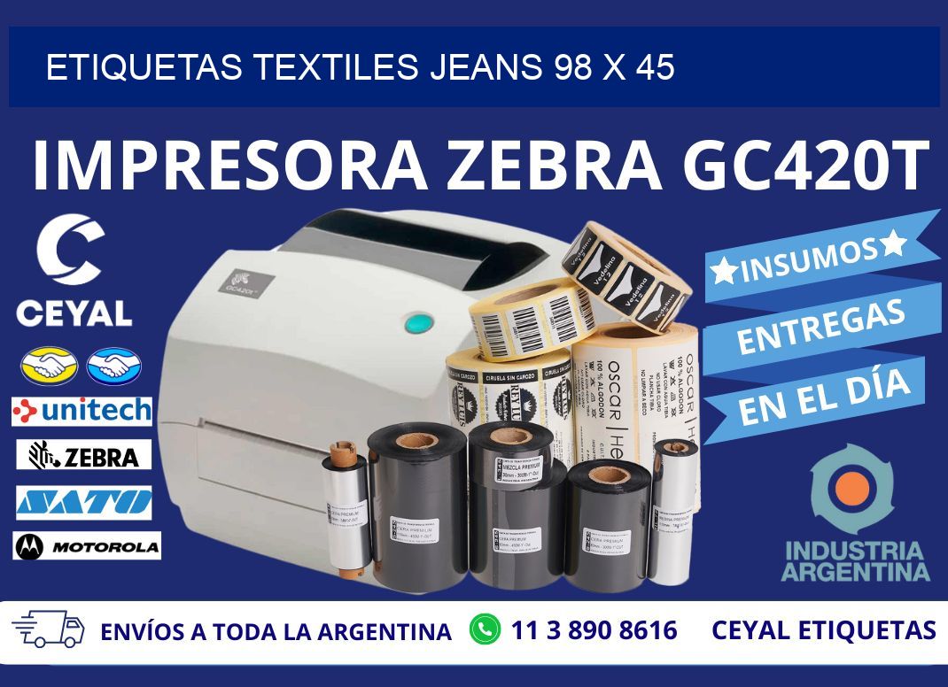 ETIQUETAS TEXTILES JEANS 98 x 45