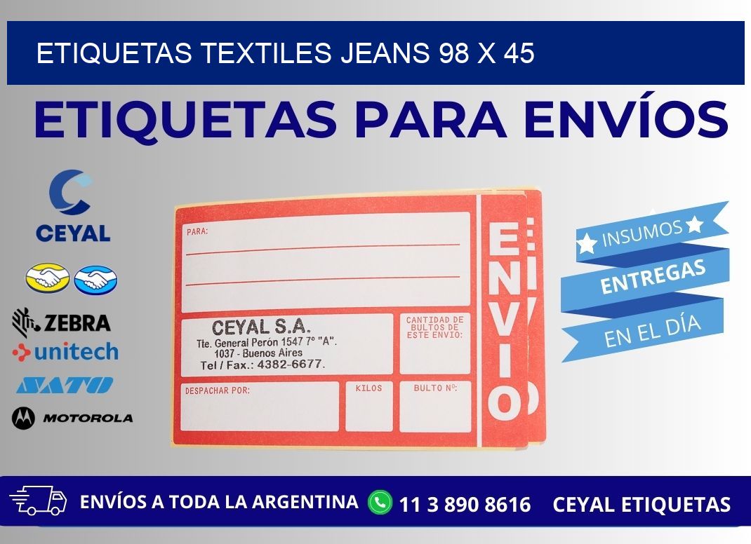 ETIQUETAS TEXTILES JEANS 98 x 45