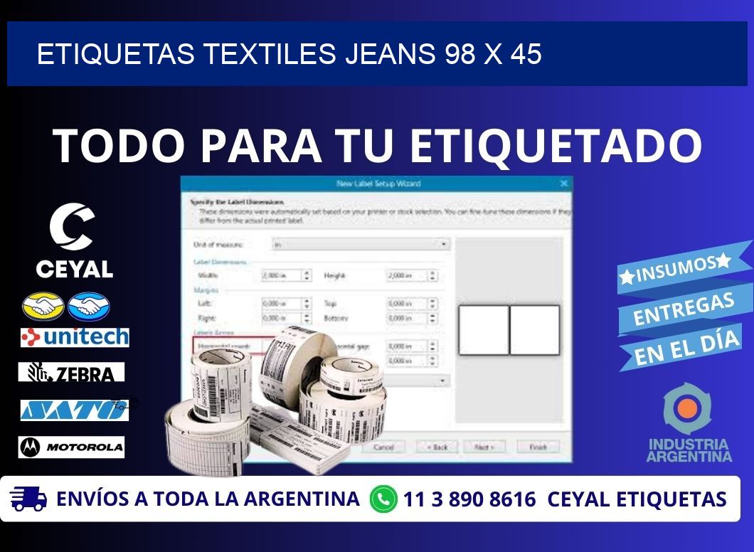 ETIQUETAS TEXTILES JEANS 98 x 45