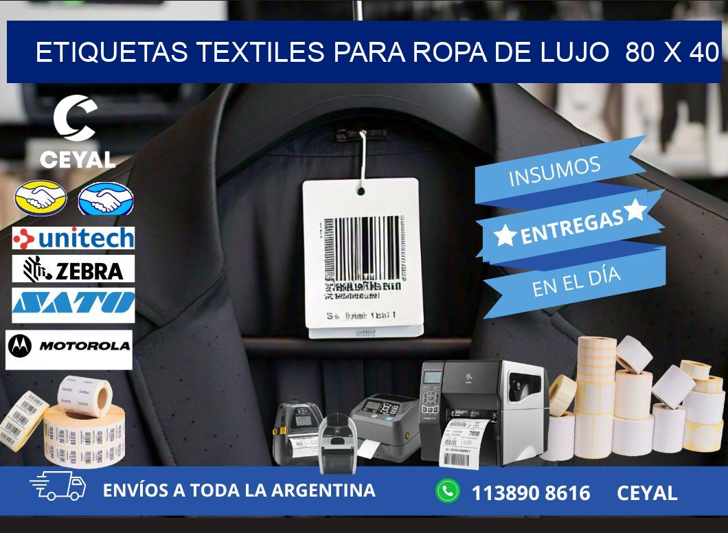 ETIQUETAS TEXTILES PARA ROPA DE LUJO  80 x 40