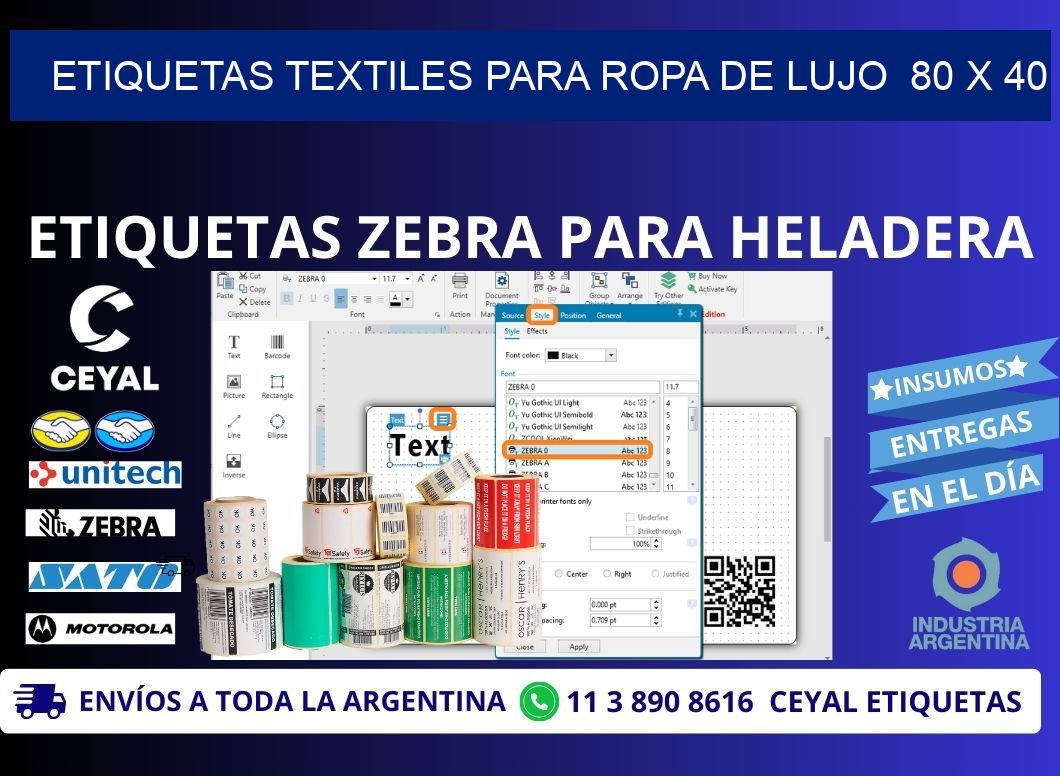 ETIQUETAS TEXTILES PARA ROPA DE LUJO  80 x 40