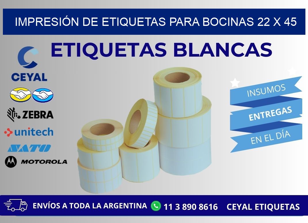 IMPRESIÓN DE ETIQUETAS PARA BOCINAS 22 x 45