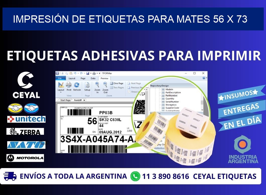 IMPRESIÓN DE ETIQUETAS PARA MATES 56 x 73