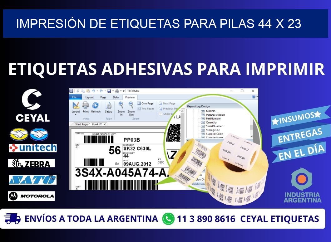 IMPRESIÓN DE ETIQUETAS PARA PILAS 44 x 23