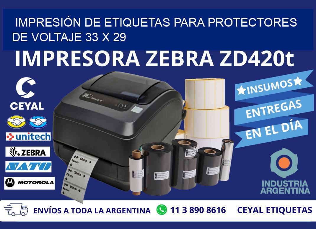 IMPRESIÓN DE ETIQUETAS PARA PROTECTORES DE VOLTAJE 33 x 29