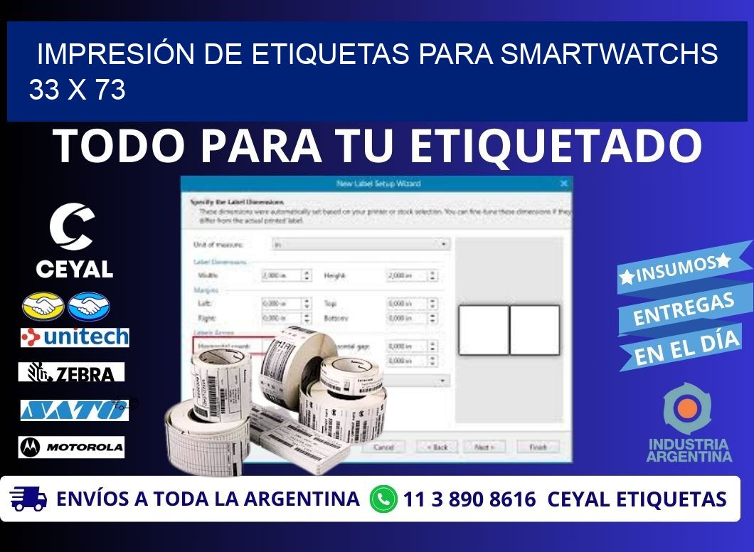 IMPRESIÓN DE ETIQUETAS PARA SMARTWATCHS 33 x 73