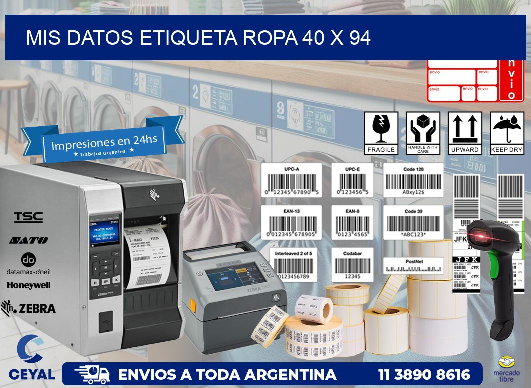 MIS DATOS ETIQUETA ROPA 40 x 94