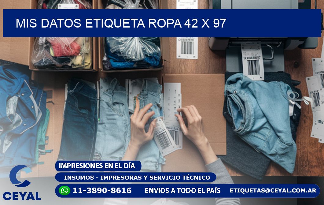 MIS DATOS ETIQUETA ROPA 42 x 97