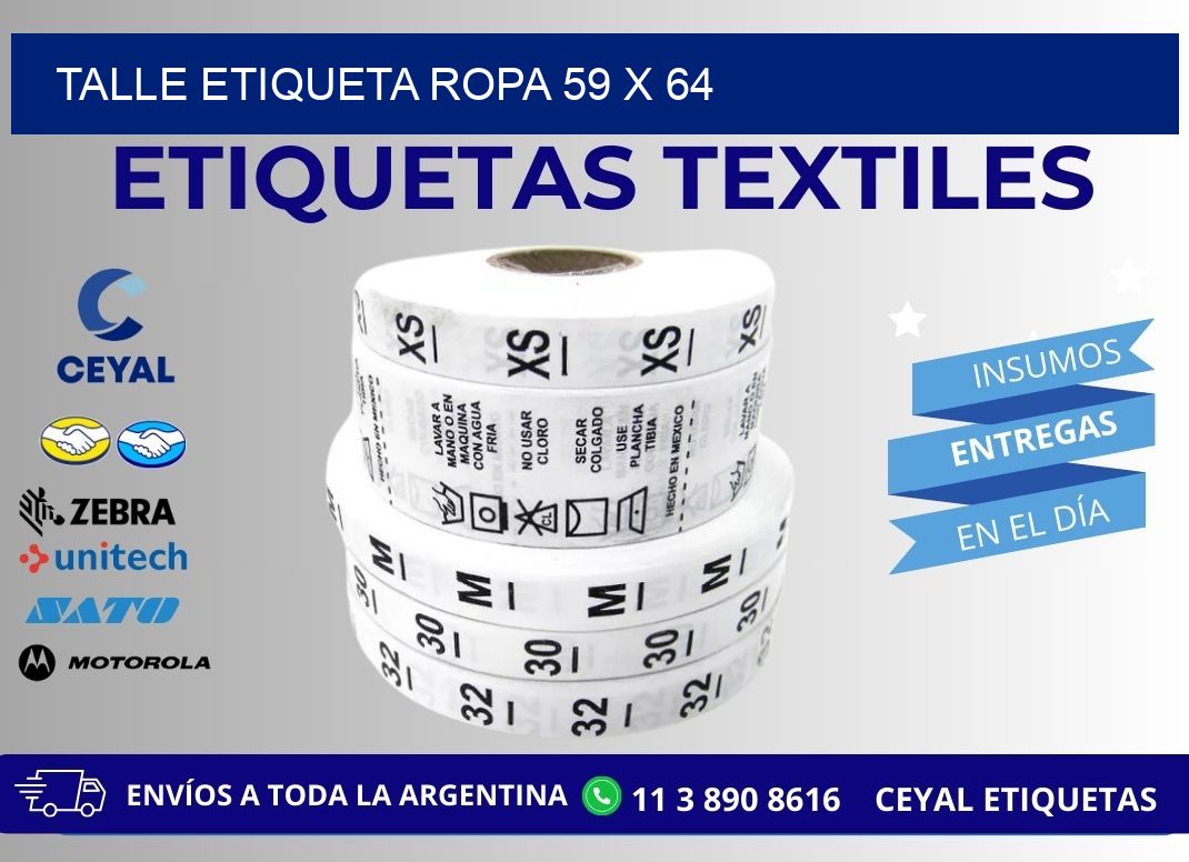 TALLE ETIQUETA ROPA 59 x 64